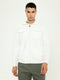 Men White Solid Collar Full Sleeve Sweatshirt