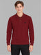 Men Maroon Solid Polo Collar Full Sleeve Winter T-Shirt