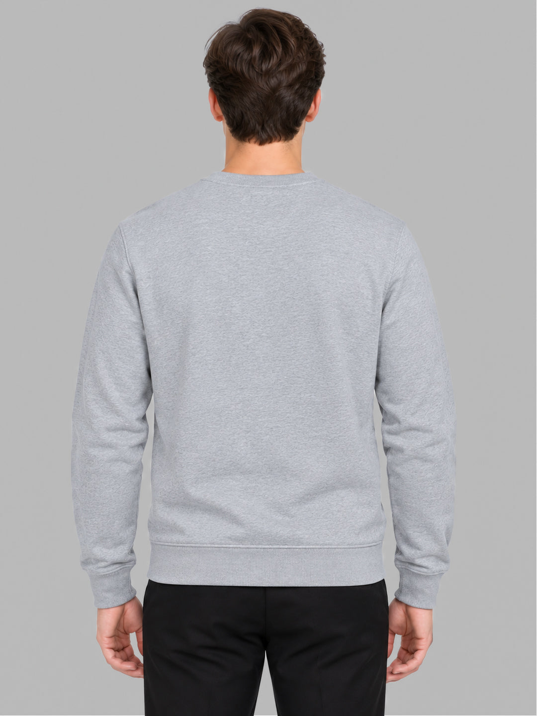 Men Grey Solid Round Neck Full Sleeve Sweatshirt
