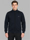 Men Navy Blue Solid Stand Collar Full Sleeve Sweatshirt