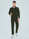 Men Olive Solid Collar Full Sleeve Winter Tracksuit