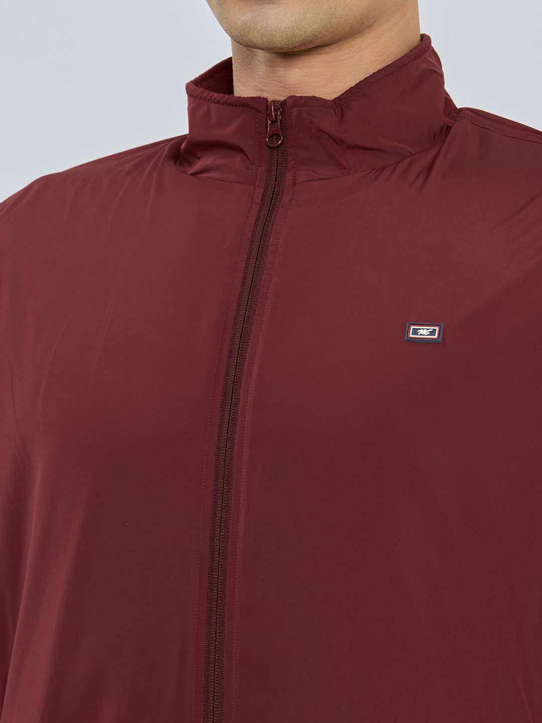 Men Maroon Solid Collar Full Sleeve Winter Tracksuit