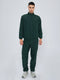 Men Green Solid Collar Full Sleeve Winter Tracksuit