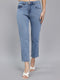Women Light Blue Light Wash Straight Fit Denim