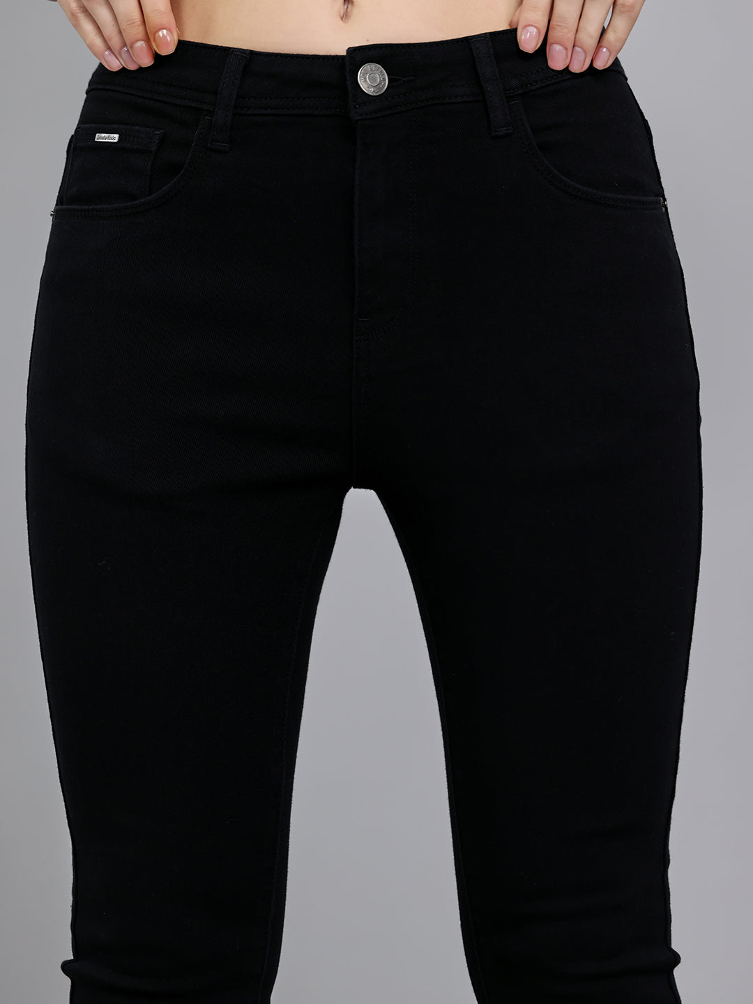Women Black Light Wash Regular Fit Denim
