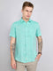 Men Green Solid Collar Half Sleeve Shirt