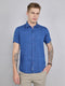 Men Navy Blue Solid Collar Half Sleeve Shirt