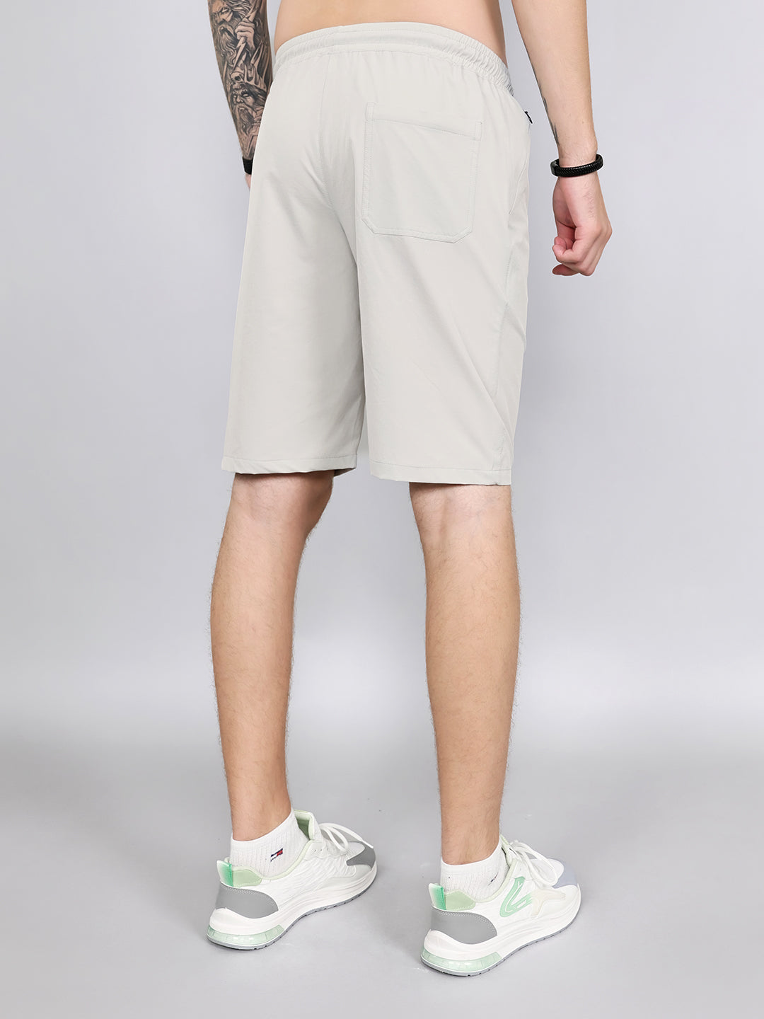 Men Grey Solid Regular Fit Shorts