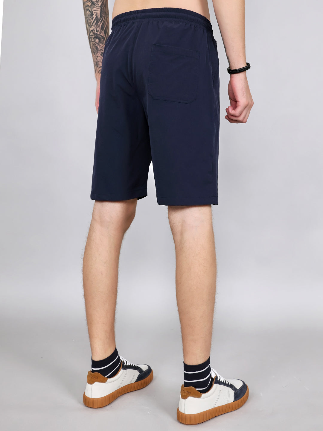Men Blue Solid Regular Fit Shorts