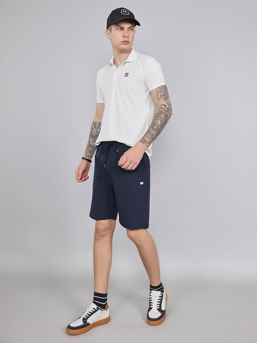 Men Blue Solid Regular Fit Shorts