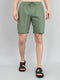 Men Green Solid Regular Fit Shorts