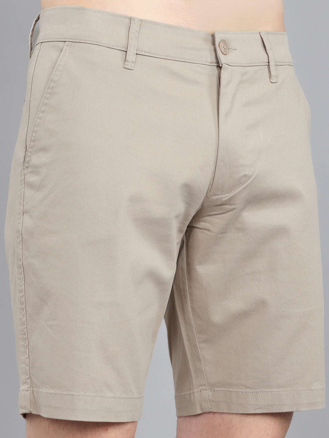 Men Beige Solid Regular Fit Shorts