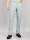 Men Light Blue Solid Regular Fit Trouser