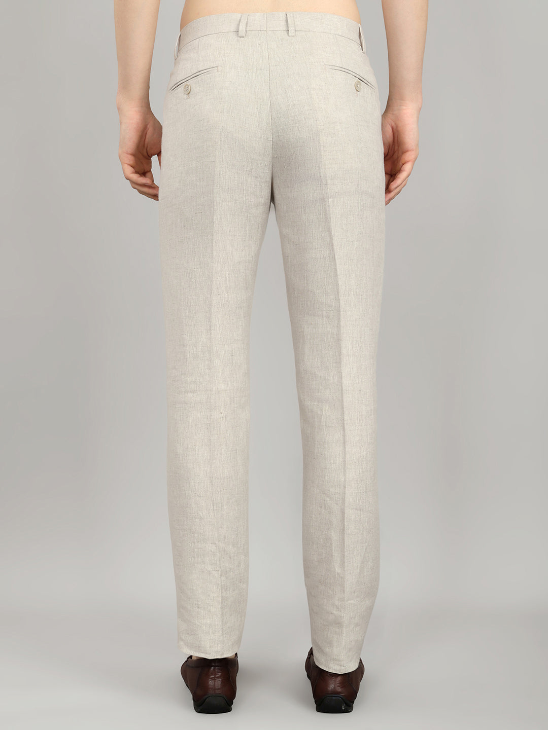Men Beige Check Regular Fit Trouser