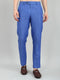 Men Royal Blue Melange Regular Fit Trouser