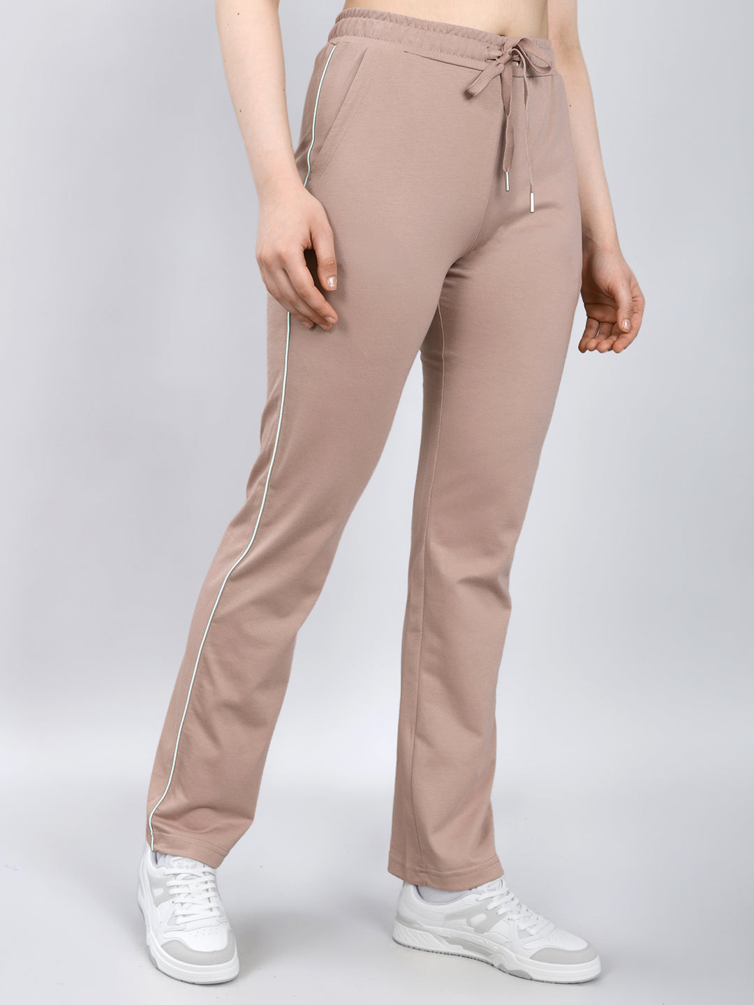 Women Beige Solid Regular Fit Lower