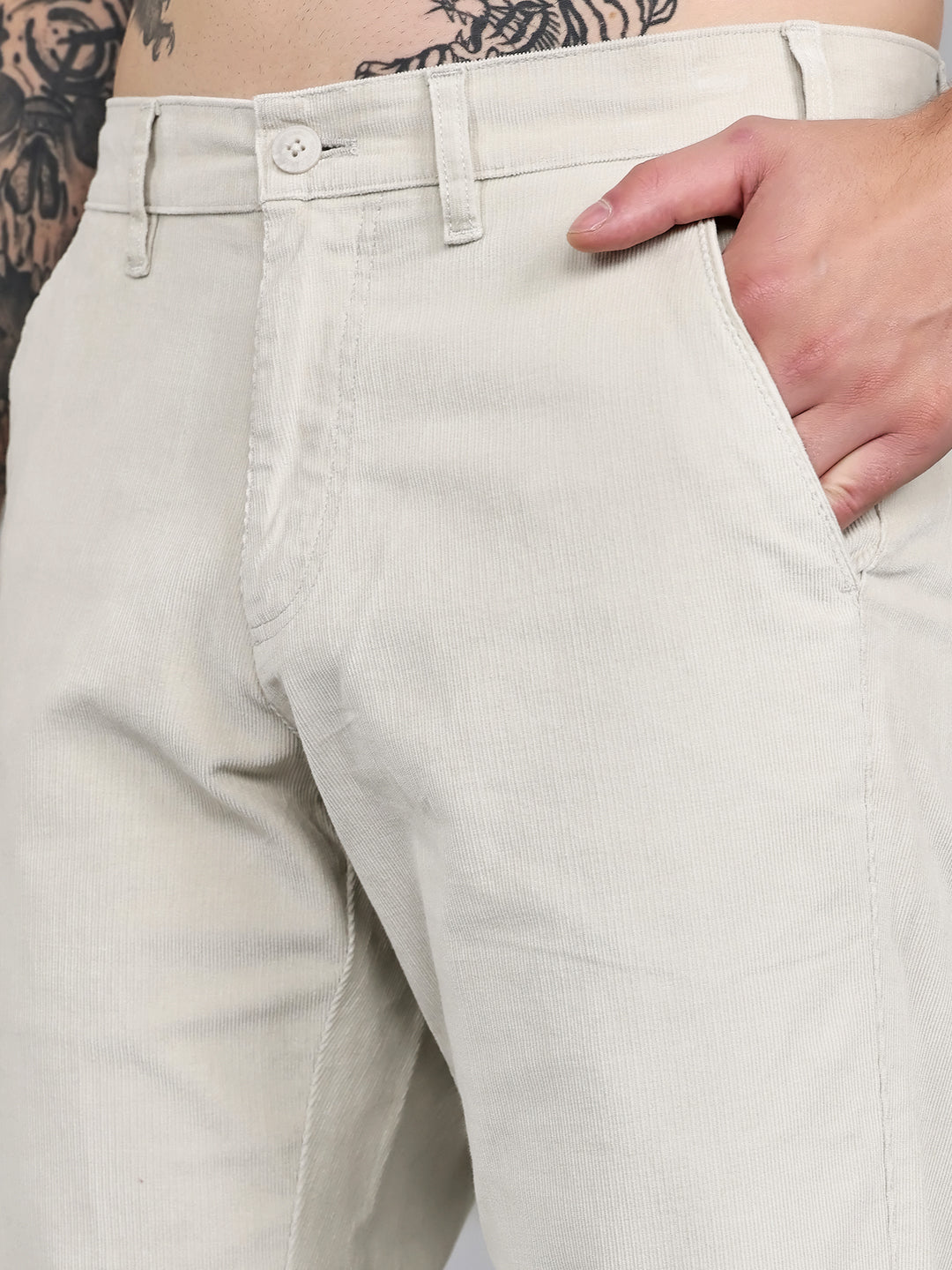 Men Grey Solid Slim Fit Trouser