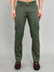 Men Olive Solid Slim Fit Trouser