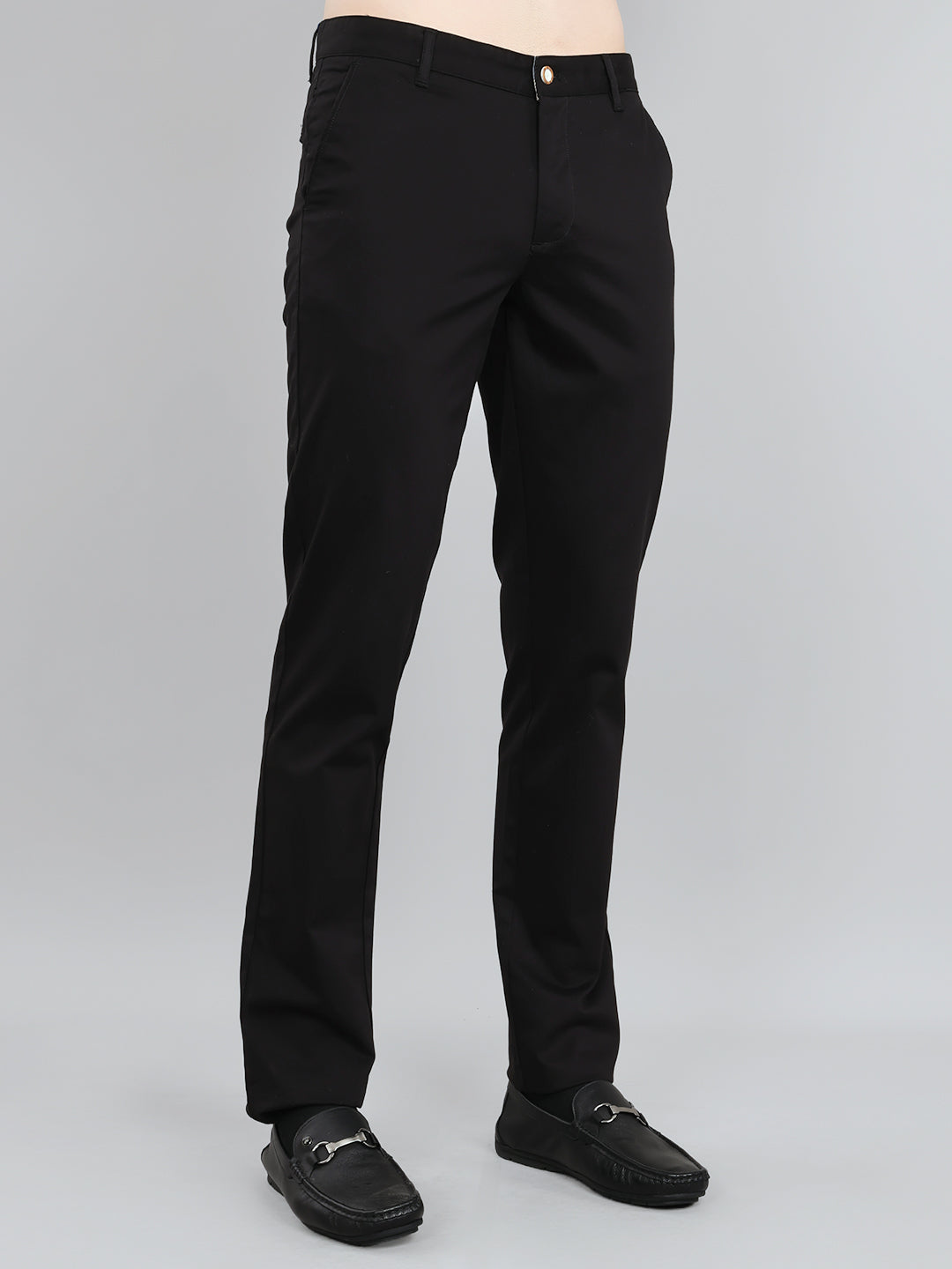Men Black Solid Slim Fit Trouser