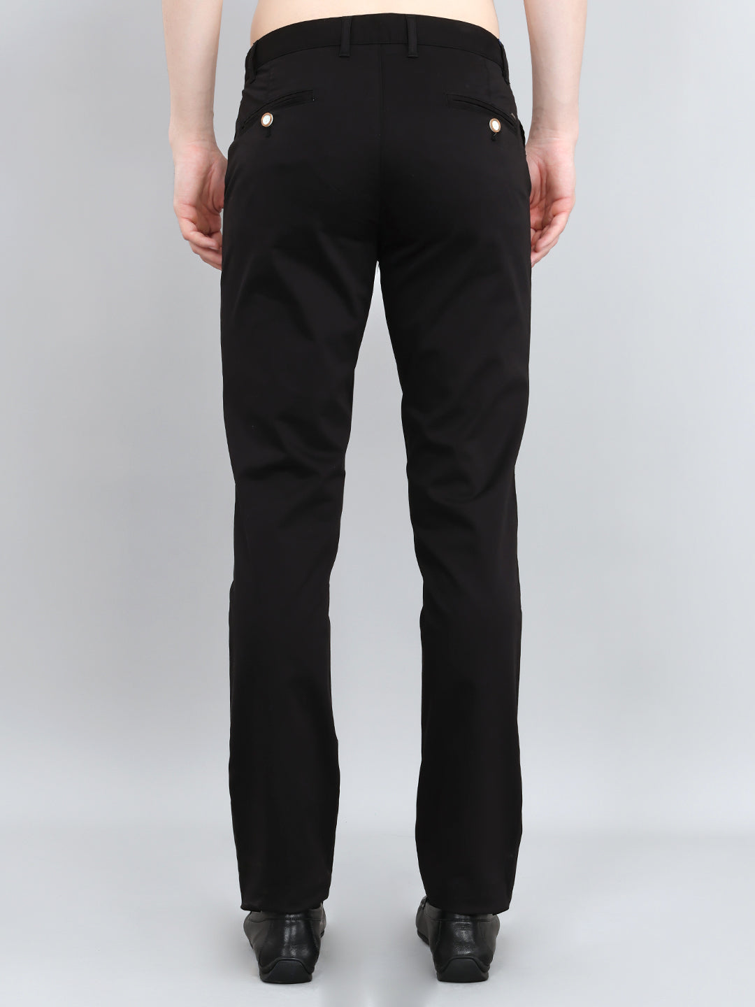 Men Black Solid Slim Fit Trouser