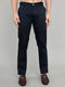 Men Navy Blue Solid Slim Fit Trouser