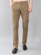 Men Khaki Solid Slim Fit Trouser