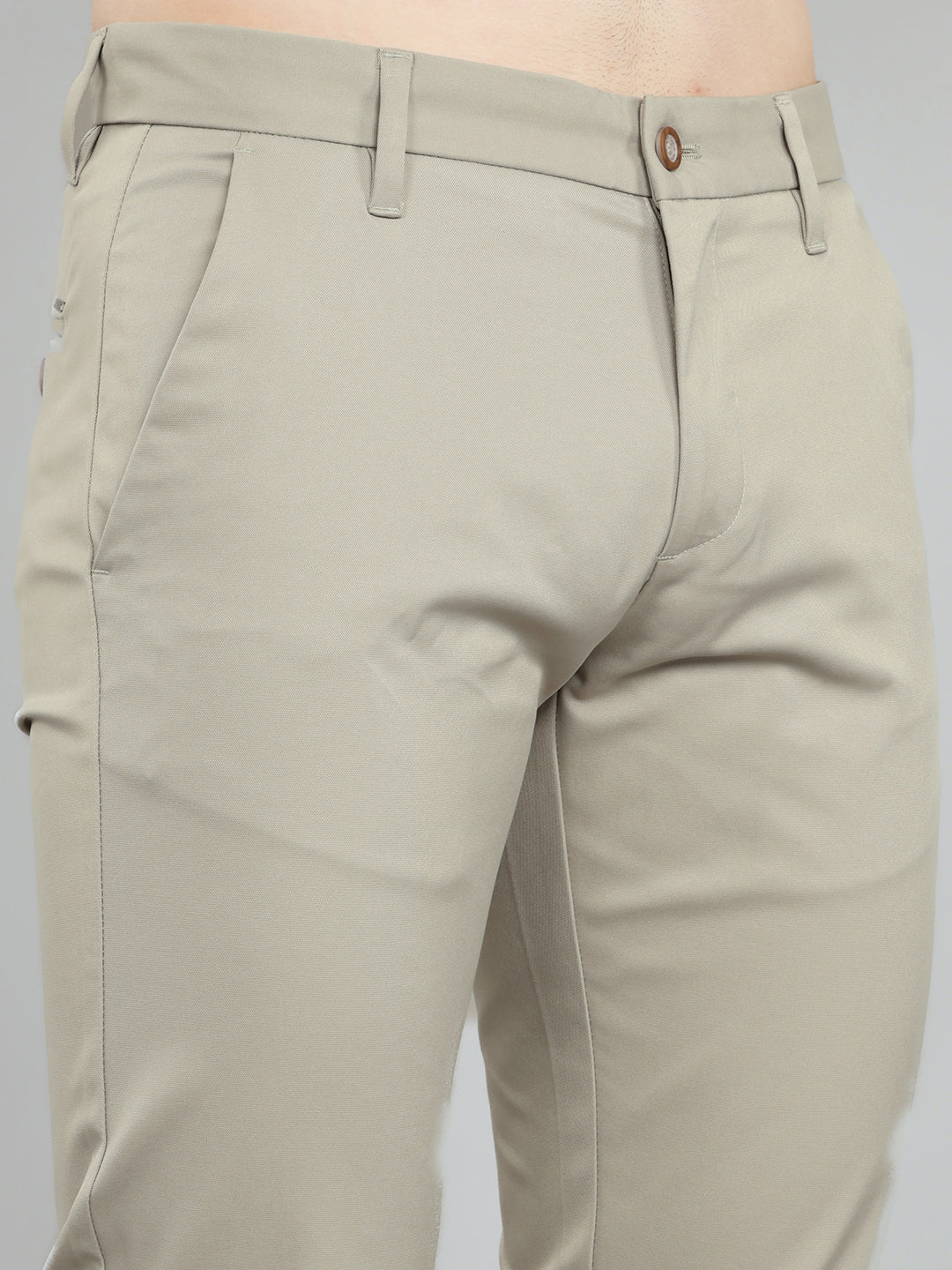 Men Grey Solid Slim Fit Trouser