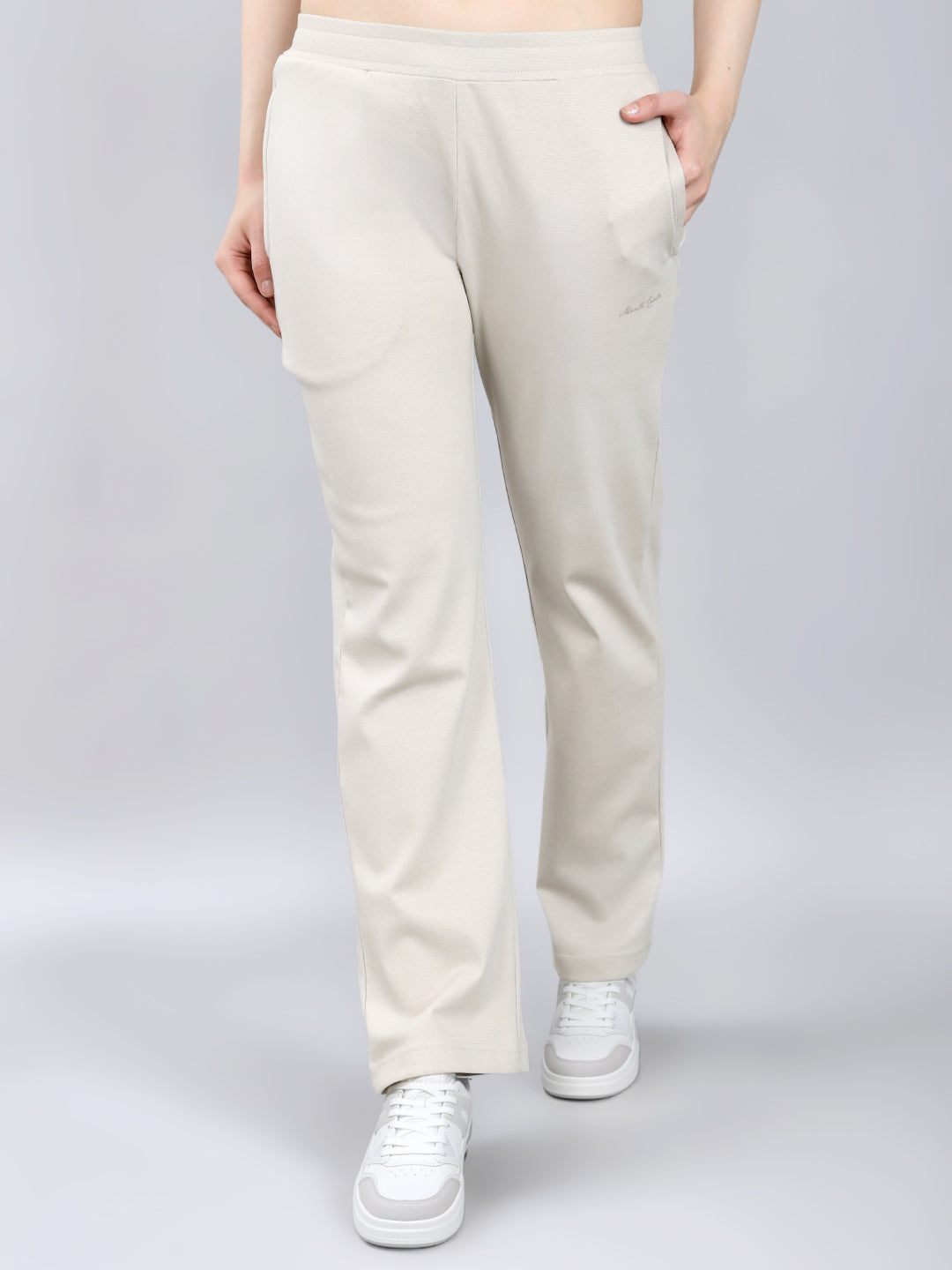 Women Beige Solid Regular Fit Lower