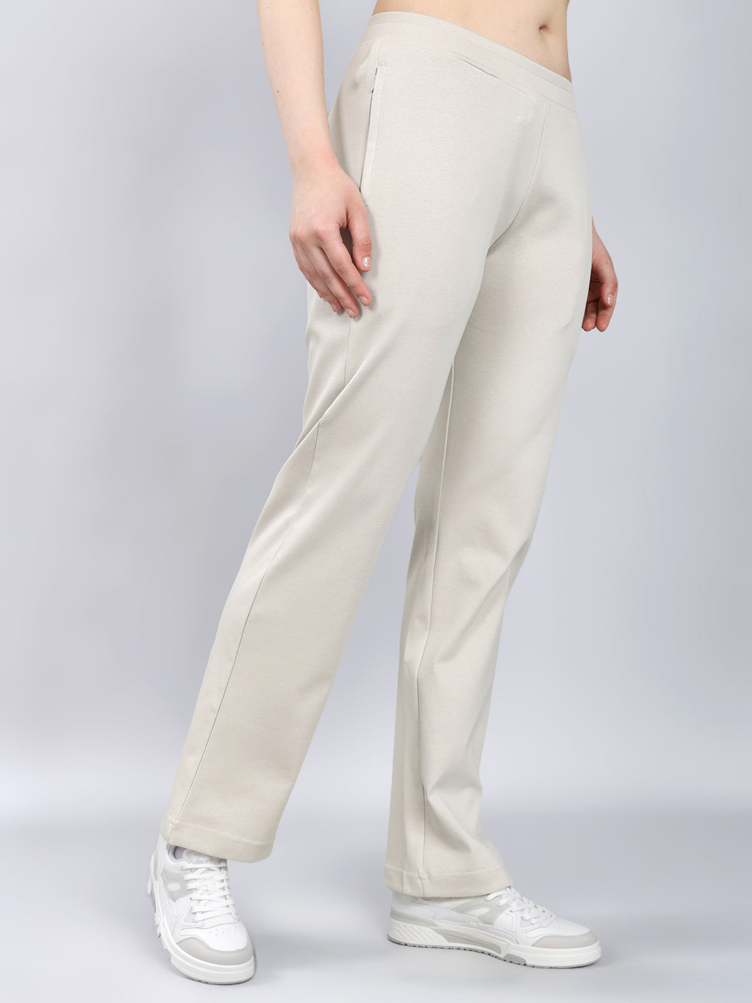 Women Beige Solid Regular Fit Lower