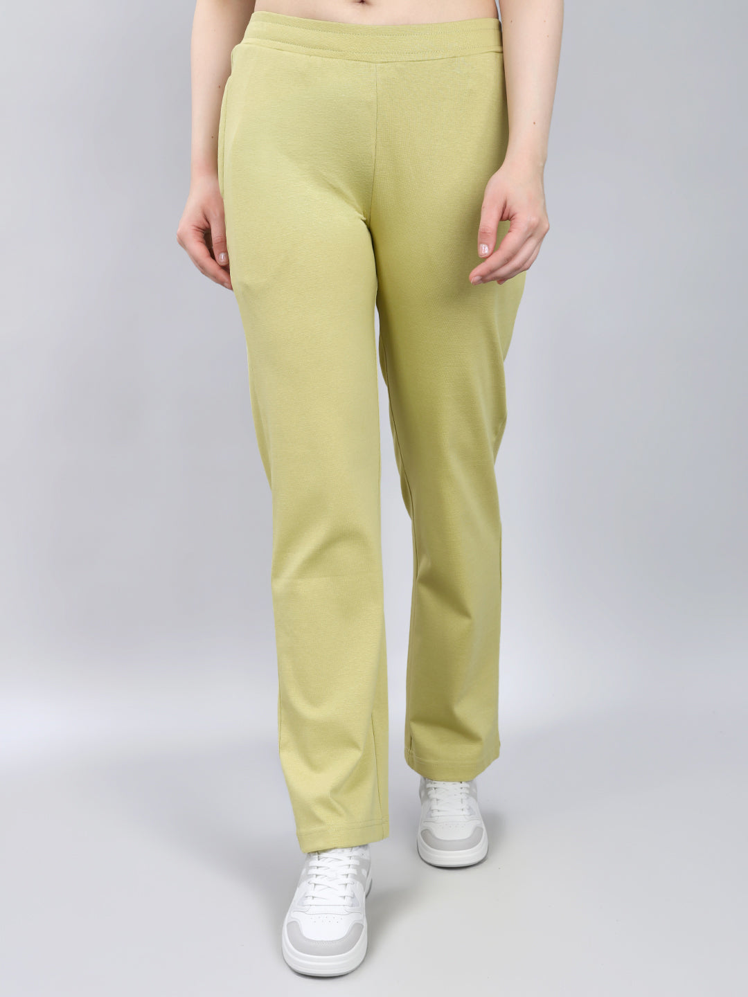 Women Light Green Solid Regular Fit Lower