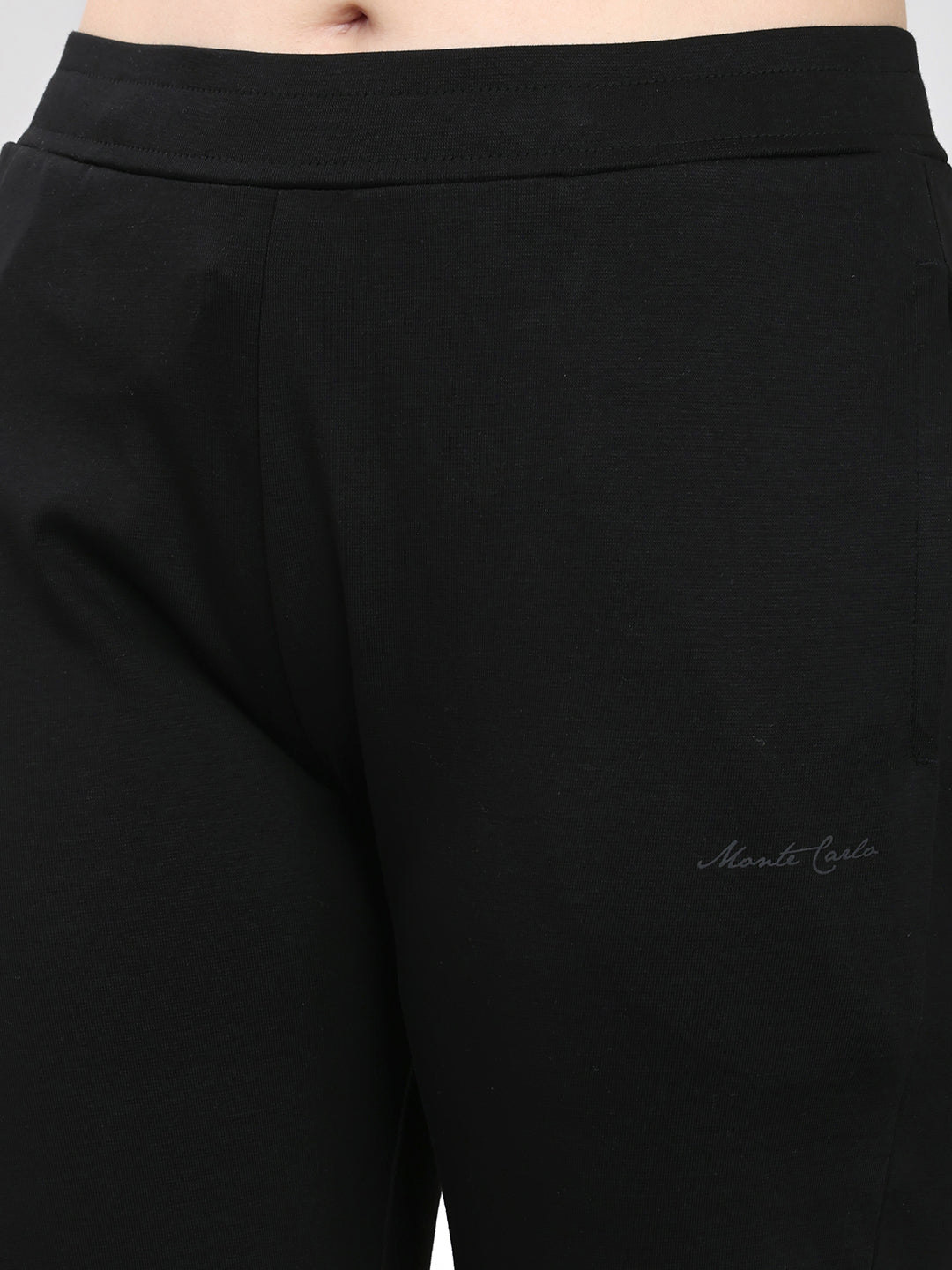 Women Black Solid Regular Fit Lower