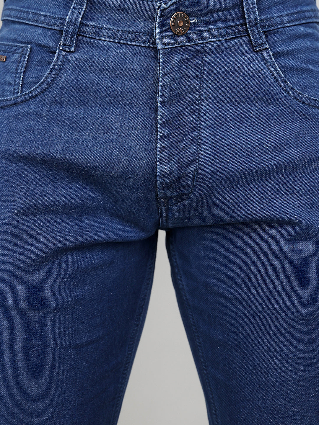 Men Blue Solid Straight Fit Denim