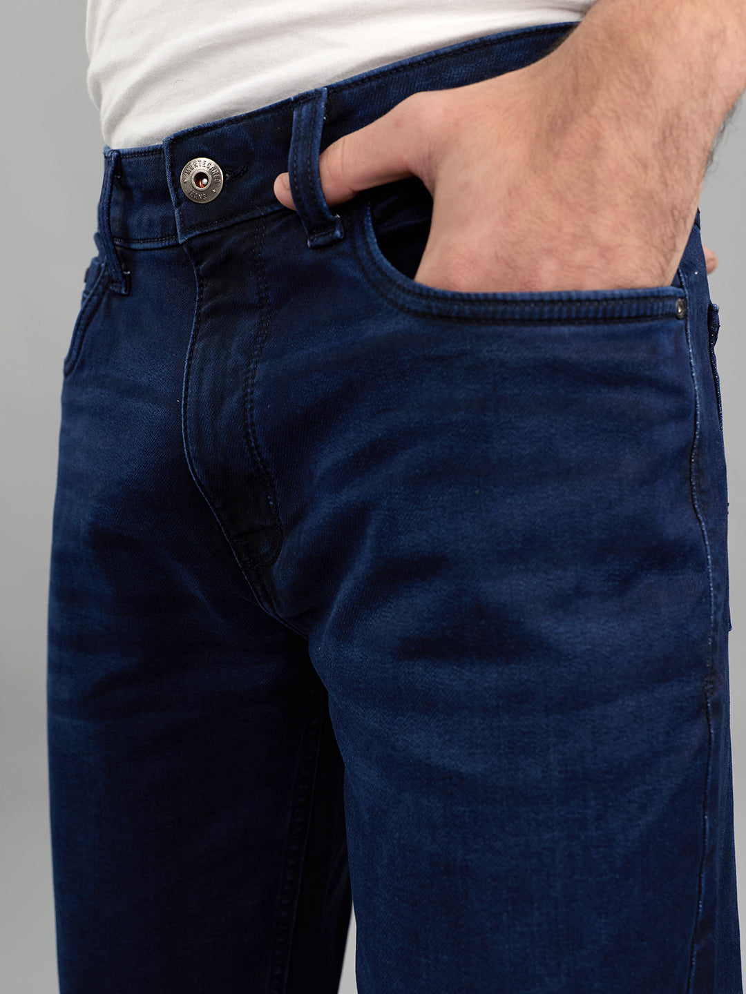 Men Dark Blue Light Wash Slim Fit Denim