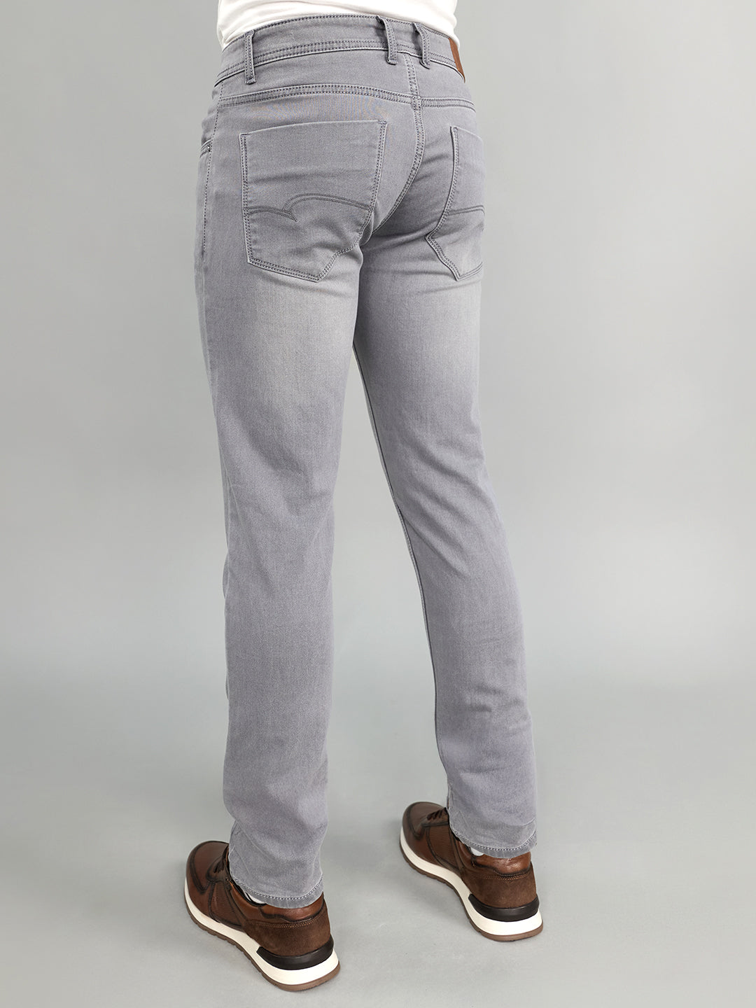 Men Light Grey Light Wash Skinny Fit Denim