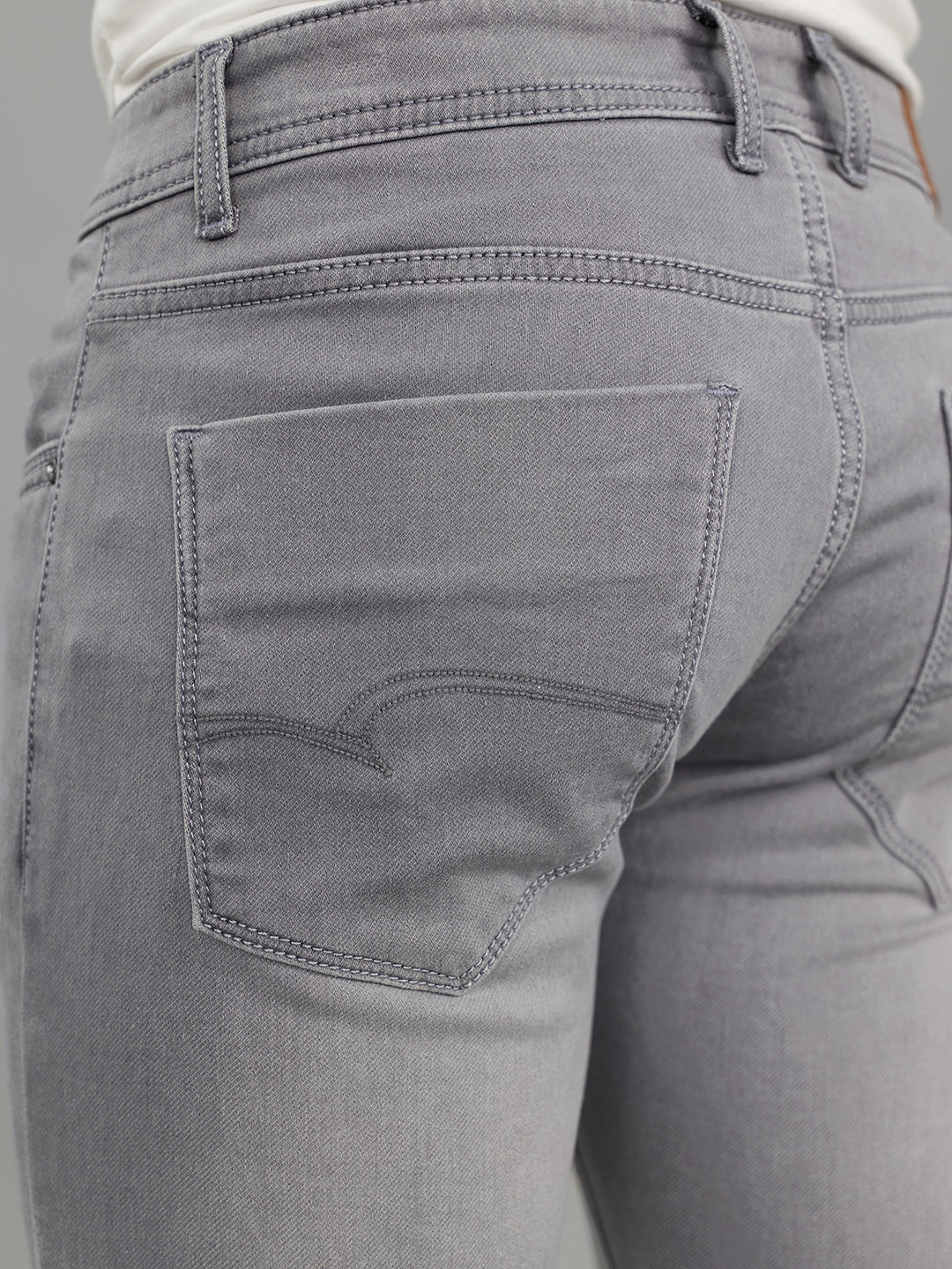 Men Light Grey Light Wash Skinny Fit Denim