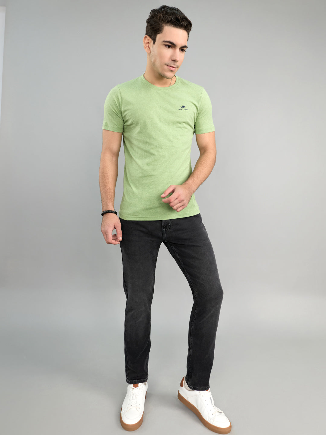 Men Grey Light Wash Skinny Fit Denim