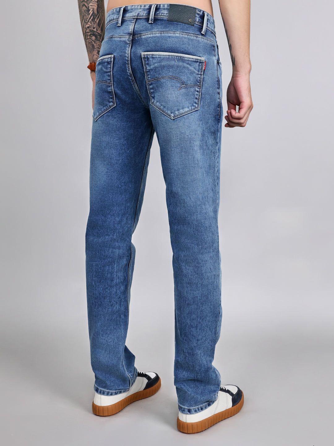 Men Light Blue Light Wash Straight Fit Denim