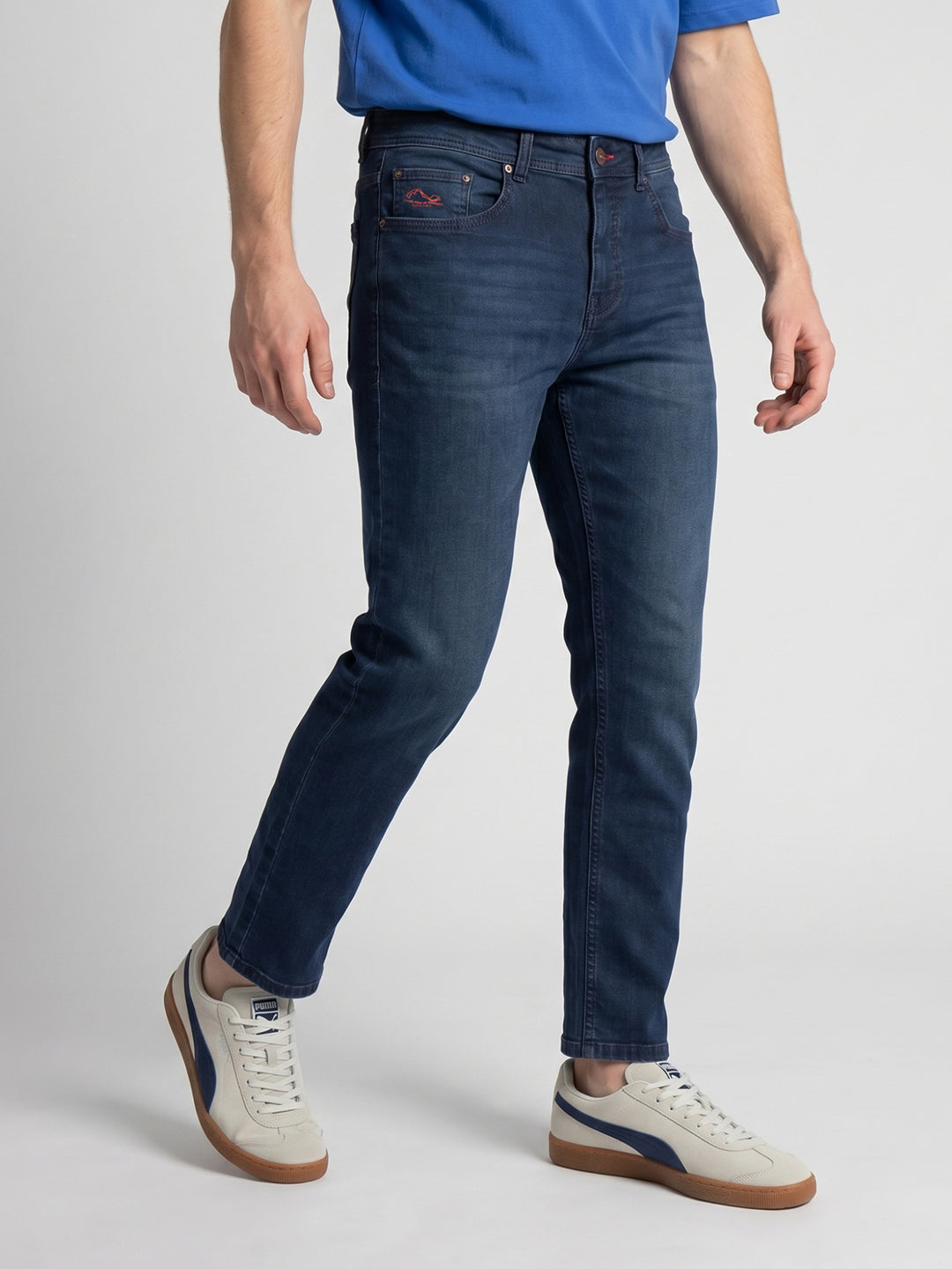 Men Blue Light Wash Straight Fit Denim