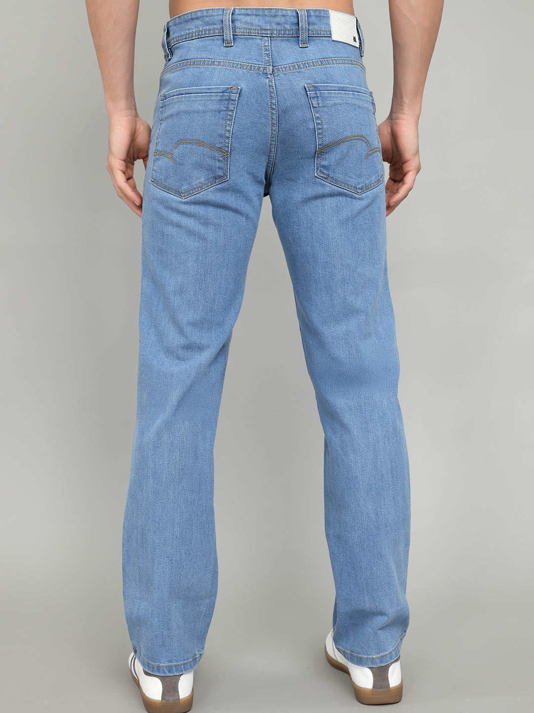 Men Dark Blue Solid Straight Fit Denim