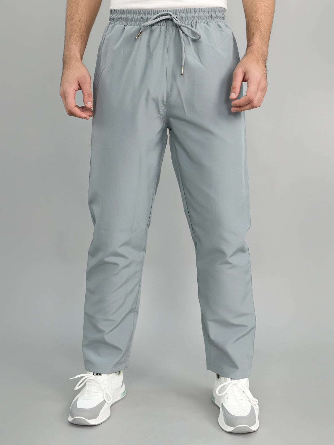 Men Light Grey Solid Regular Fit Lower
