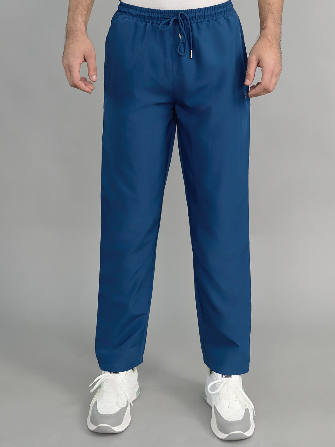 Men Blue Solid Regular Fit Lower