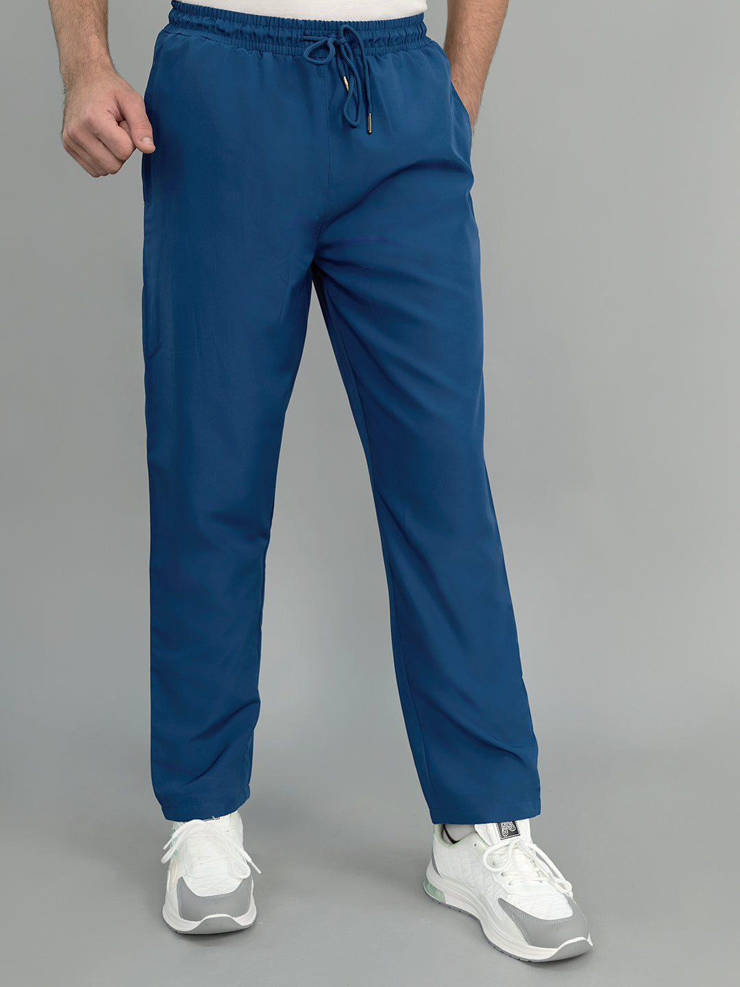 Men Blue Solid Regular Fit Lower