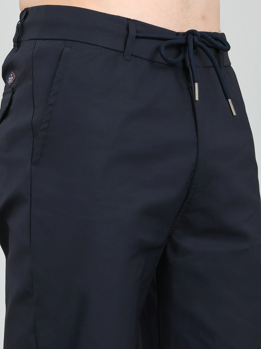 Men Navy Blue Solid Regular Fit Lower