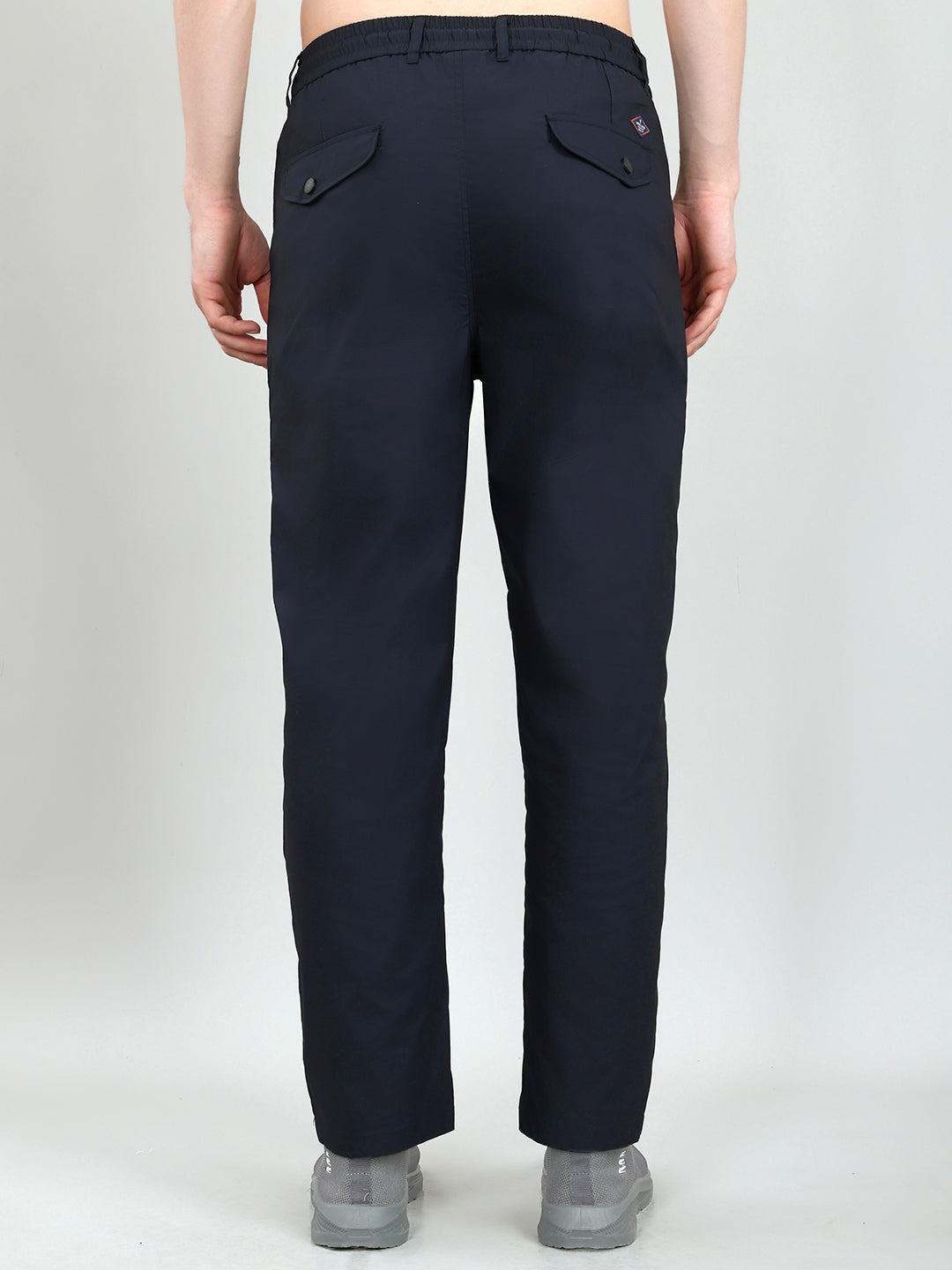 Men Navy Blue Solid Regular Fit Lower