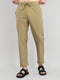 Men Khaki Solid Regular Fit Lower