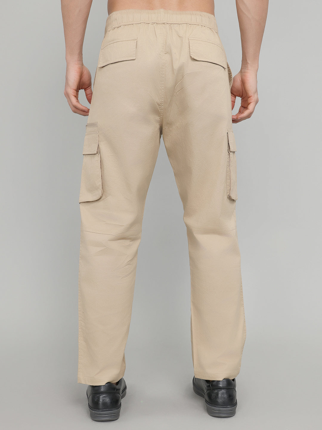 Men Beige Solid Regular Fit Cargo