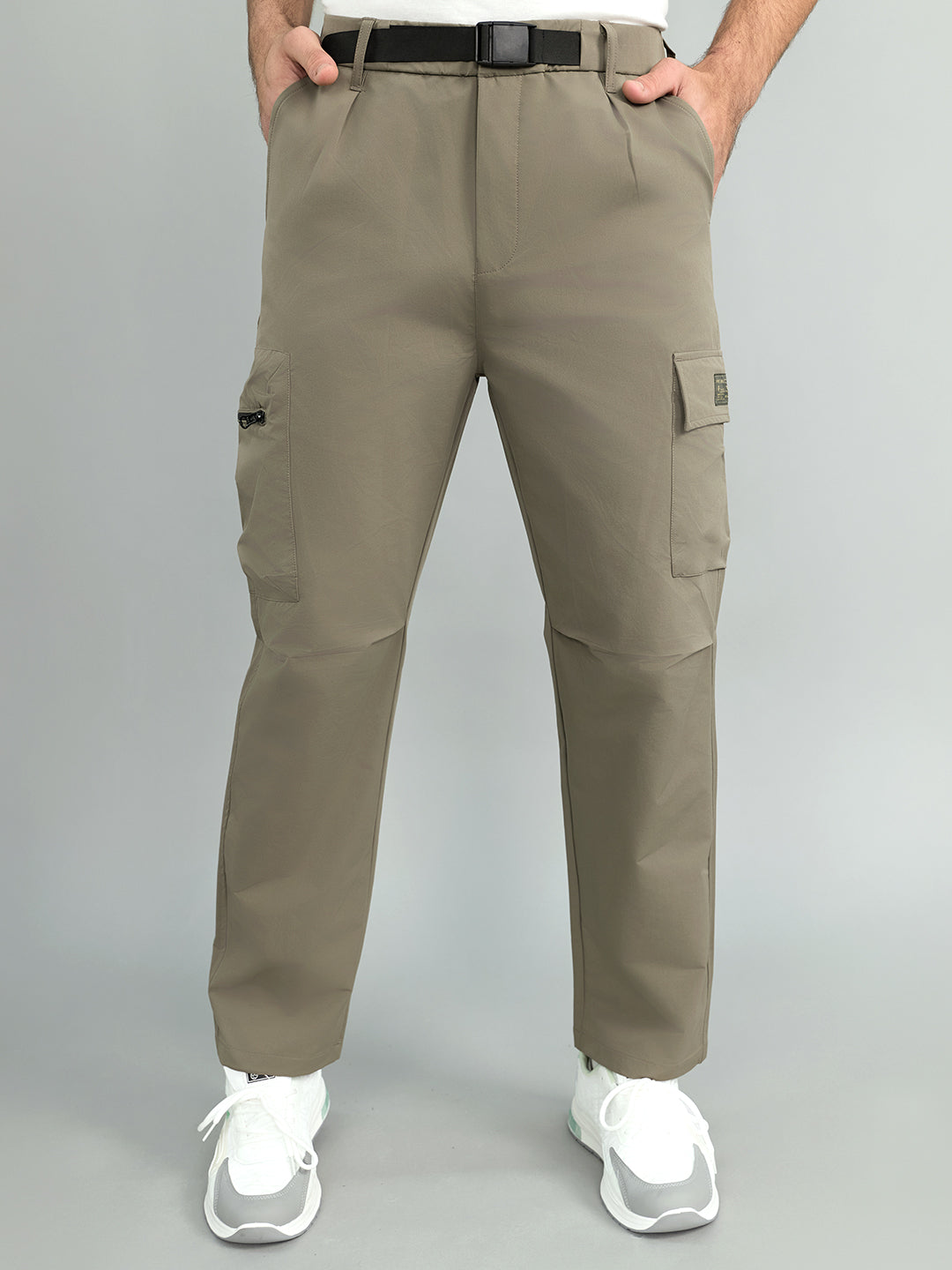Men Light Brown Solid Regular Fit Lower