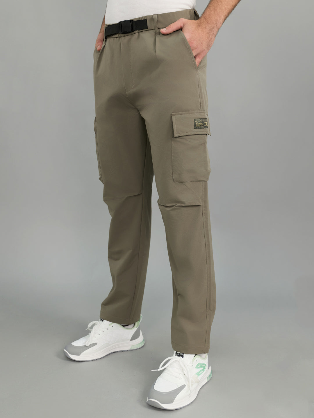 Men Light Brown Solid Regular Fit Lower