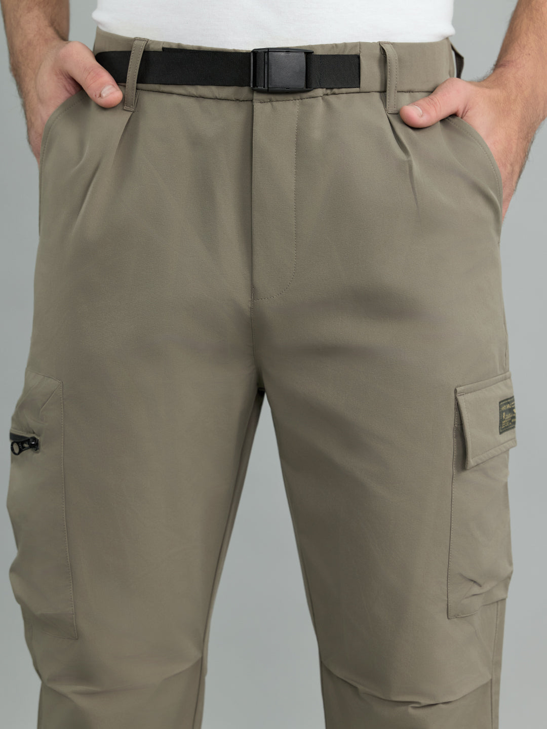 Men Light Brown Solid Regular Fit Lower