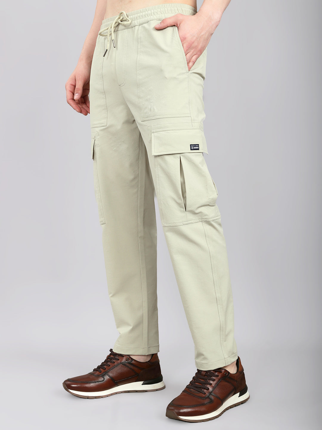 Men Beige Solid Regular Fit Lower